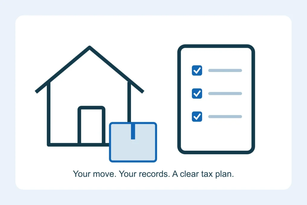 Home, moving box and document checklist for organizing a move involving New York.